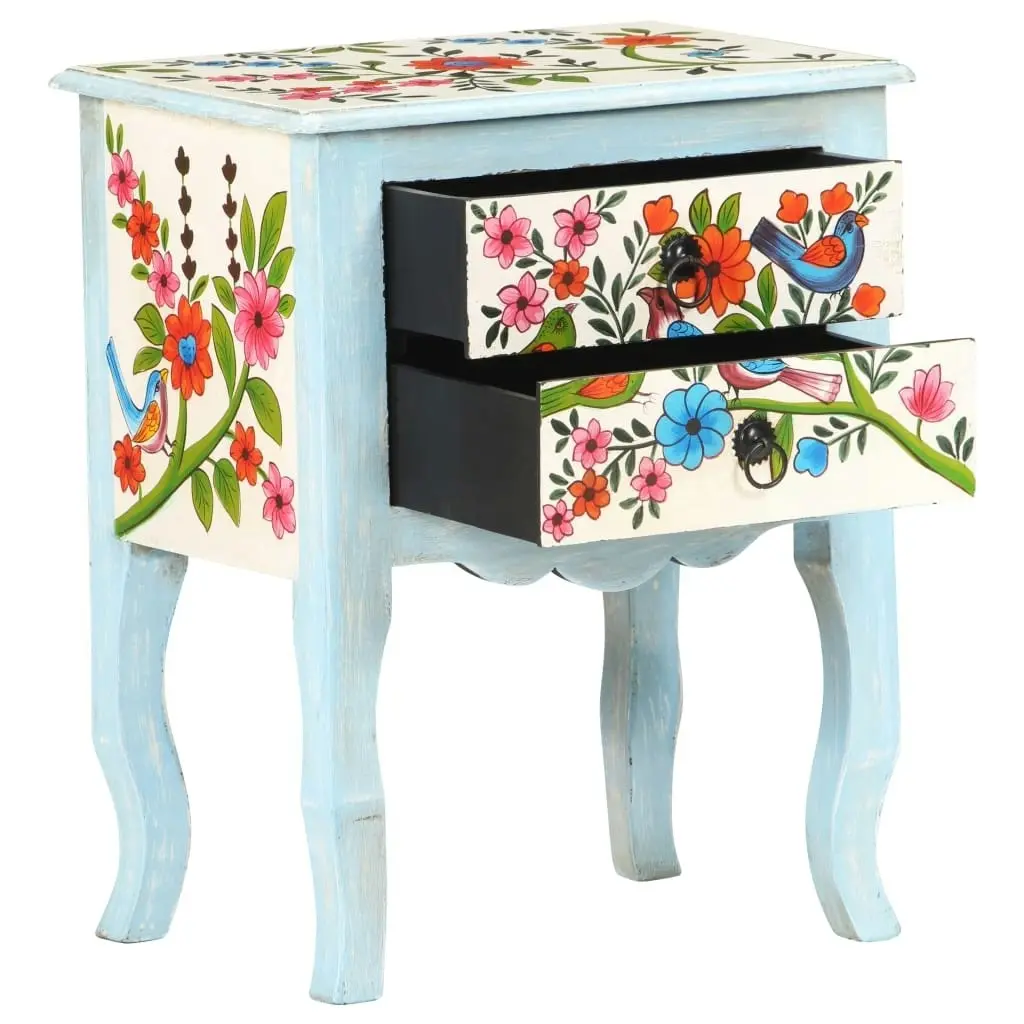 Hand Painted Bedside Cabinet 40x30x50 cm Solid Mango Wood 323541