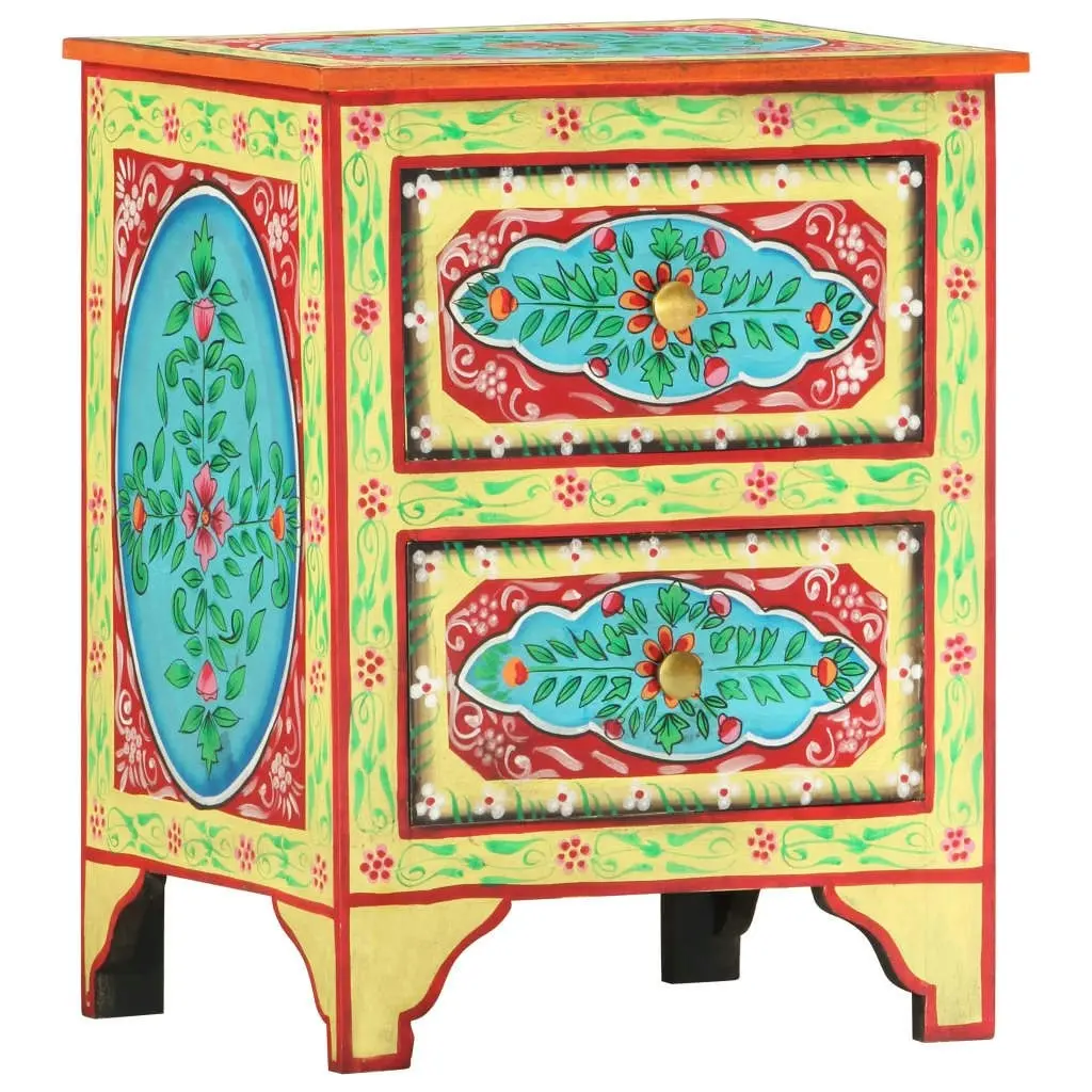 Hand Painted Bedside Cabinet 40x30x50 cm Solid Mango Wood 286158