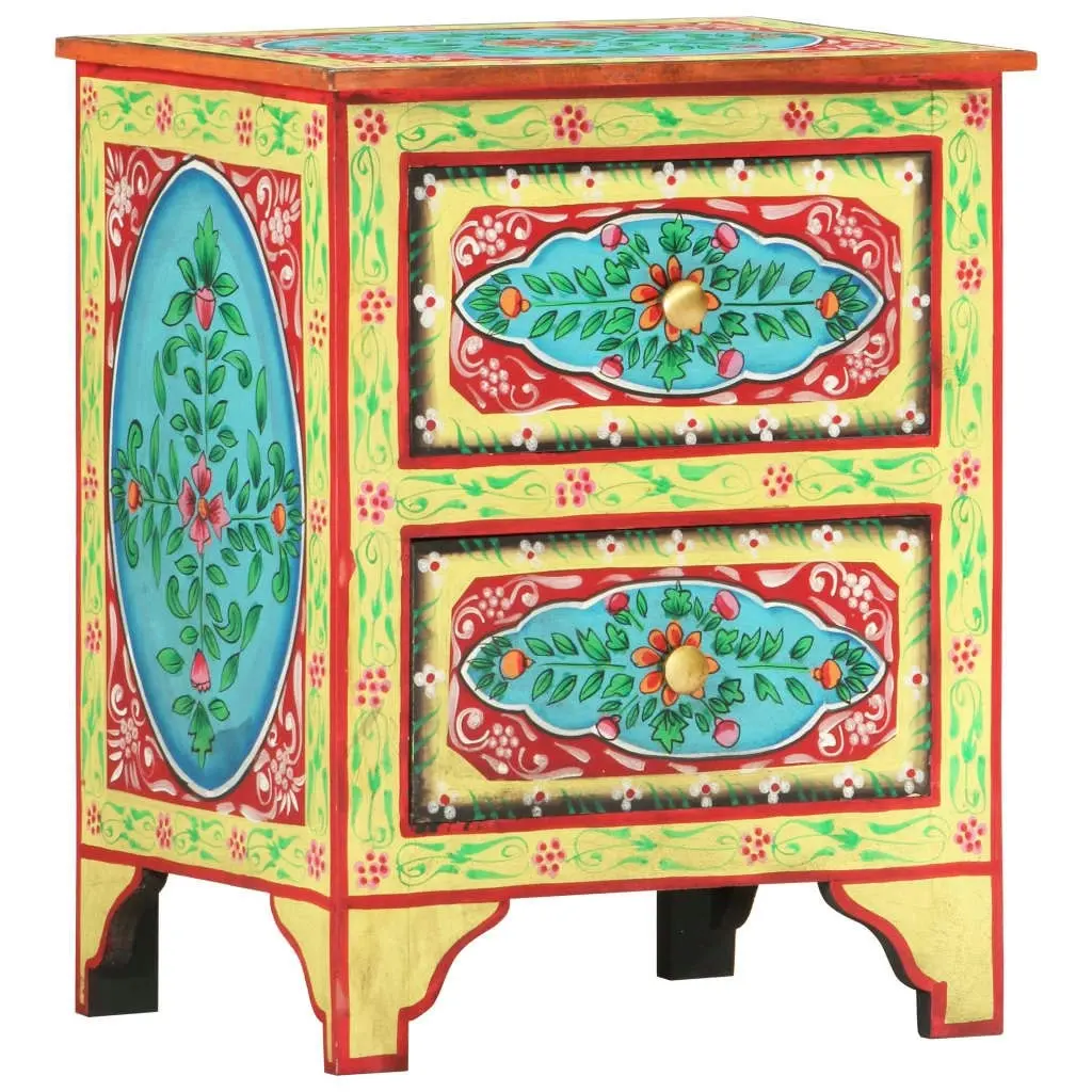 Hand Painted Bedside Cabinet 40x30x50 cm Solid Mango Wood 286158