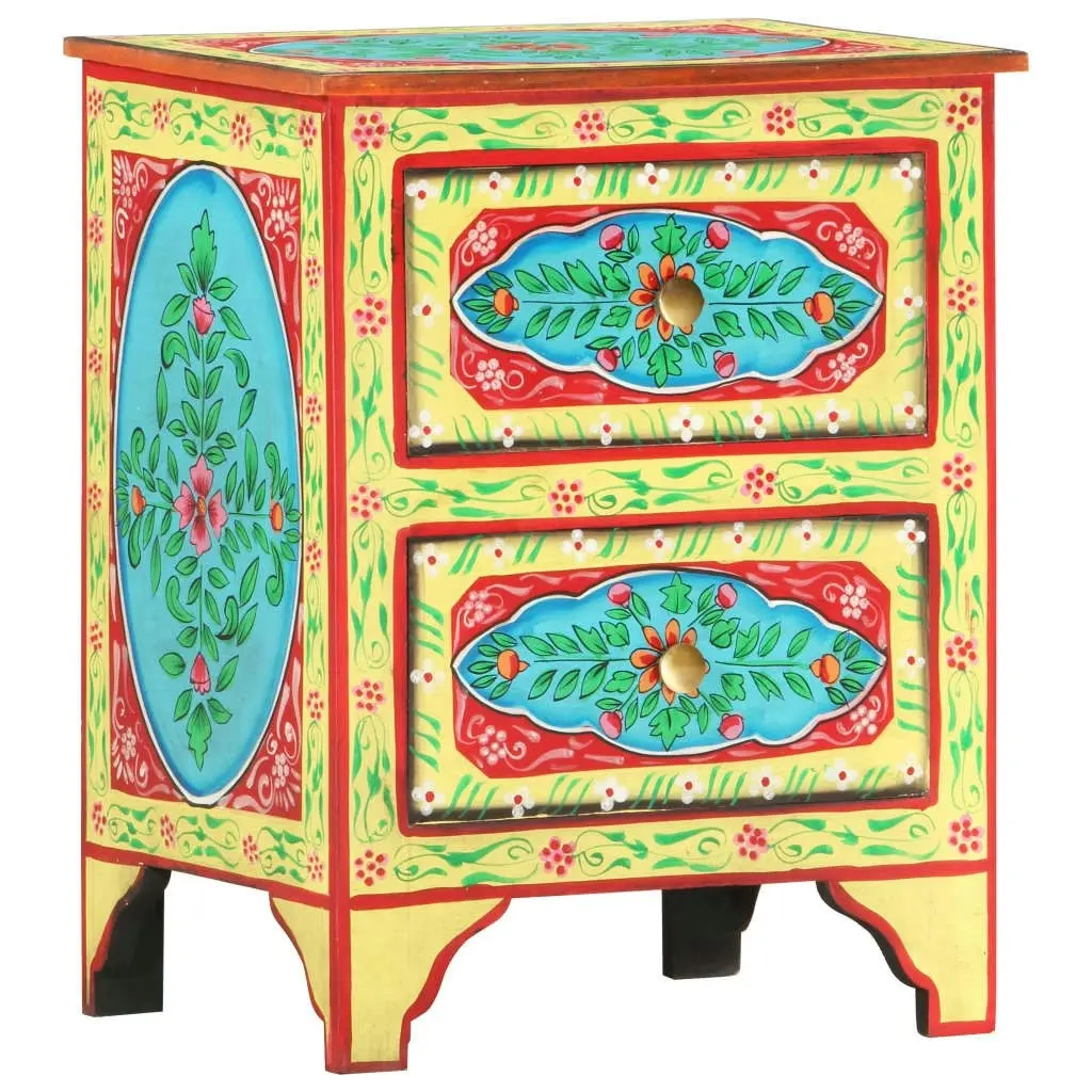 Hand Painted Bedside Cabinet 40x30x50 cm Solid Mango Wood 286158