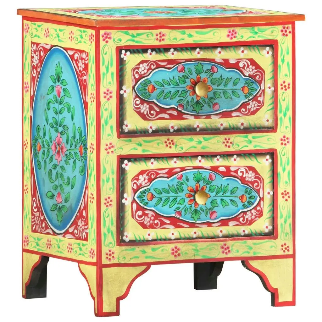 Hand Painted Bedside Cabinet 40x30x50 cm Solid Mango Wood 286158