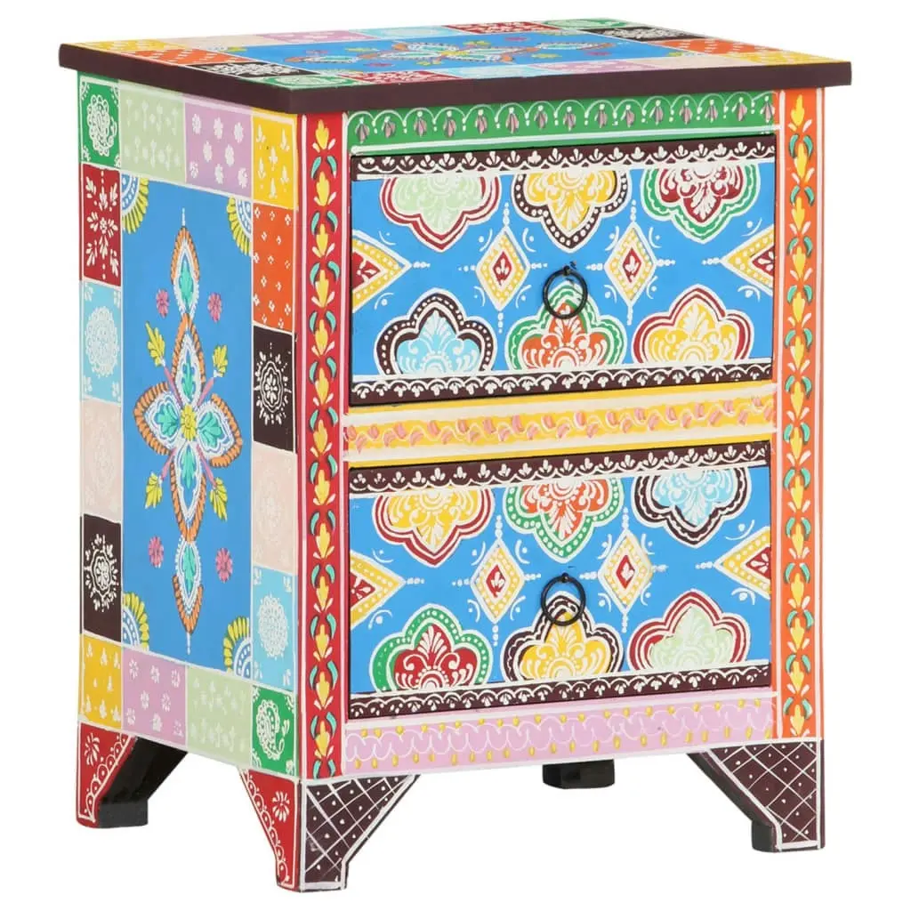 Hand Painted Bedside Cabinet 40x30x50 cm Solid Mango Wood 321666