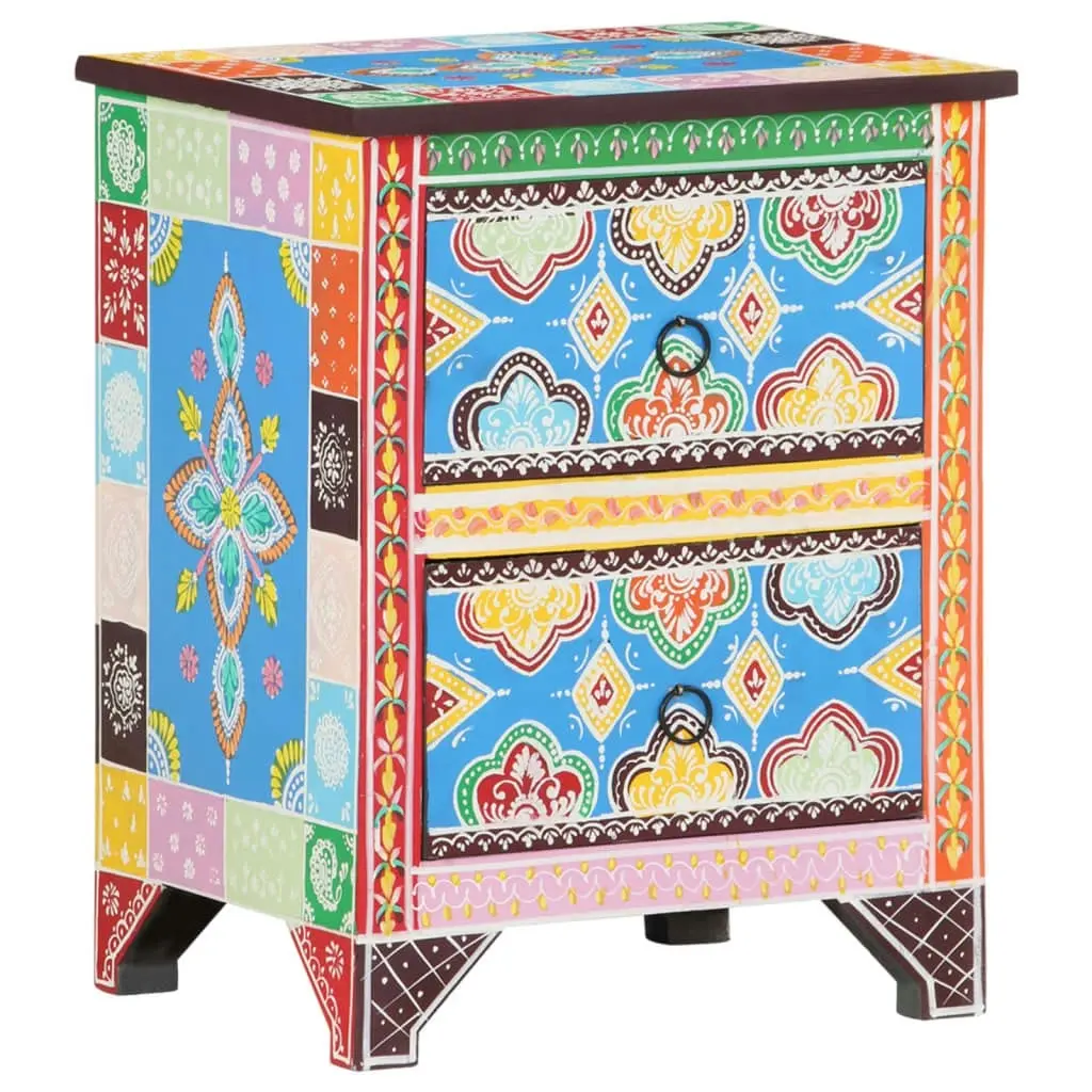 Hand Painted Bedside Cabinet 40x30x50 cm Solid Mango Wood 321666