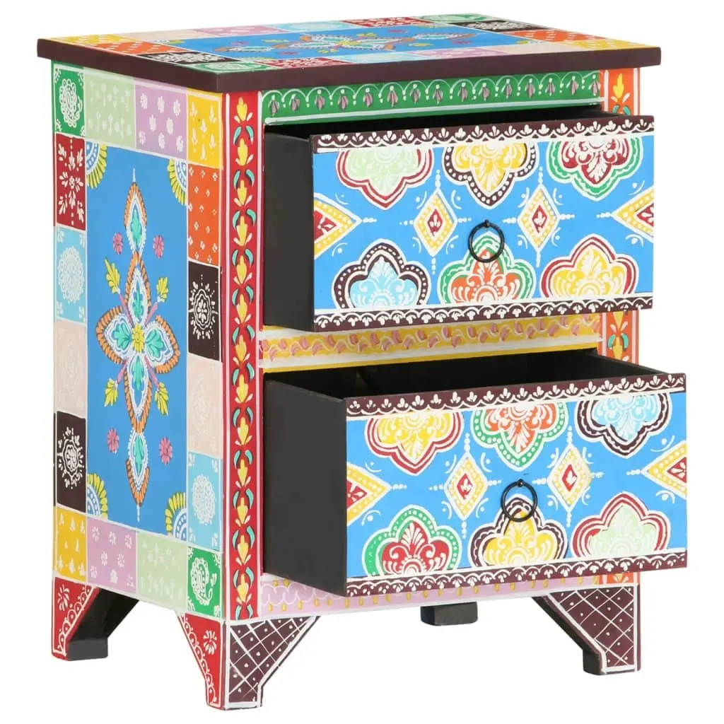 Hand Painted Bedside Cabinet 40x30x50 cm Solid Mango Wood 321666