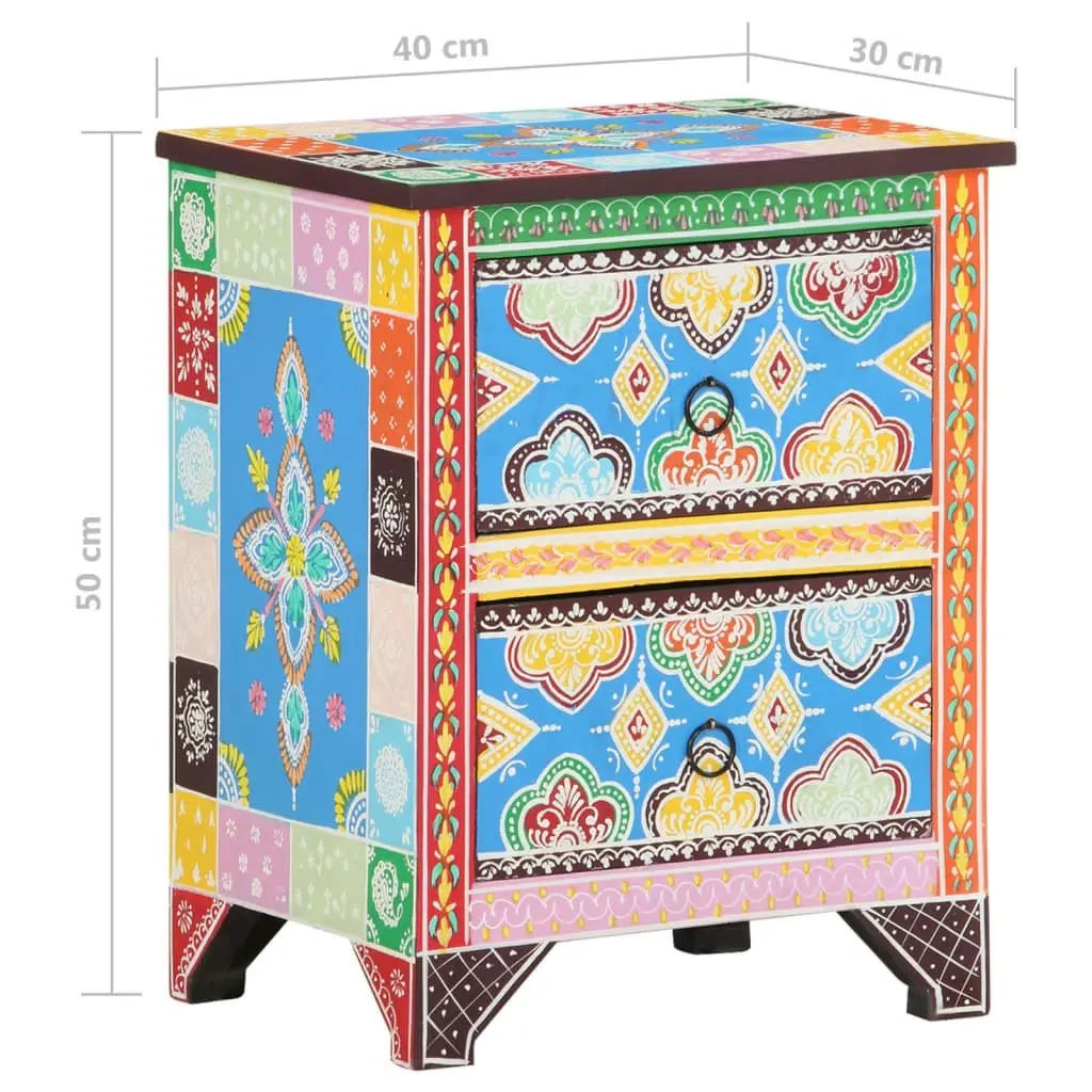 Hand Painted Bedside Cabinet 40x30x50 cm Solid Mango Wood 321666