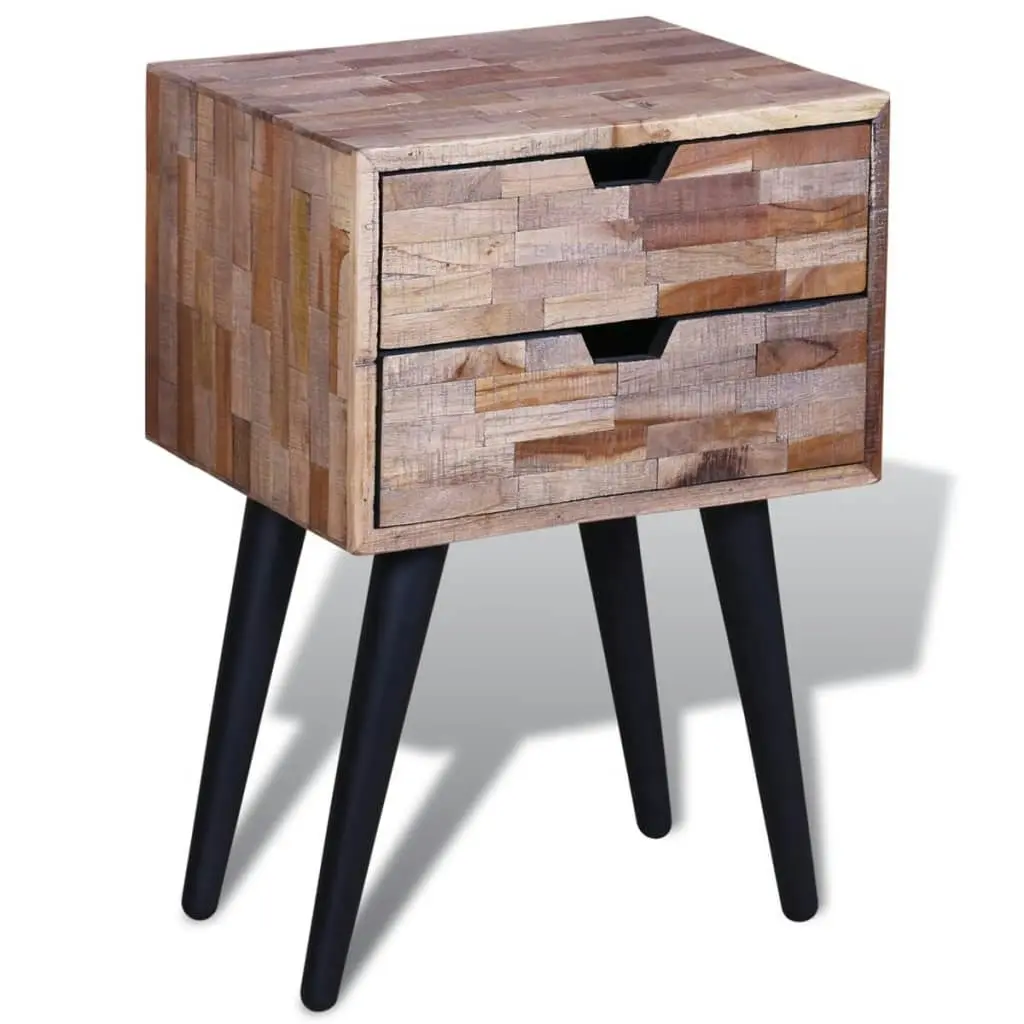 Nightstand with 2 Drawers Reclaimed Teak Wood 241711