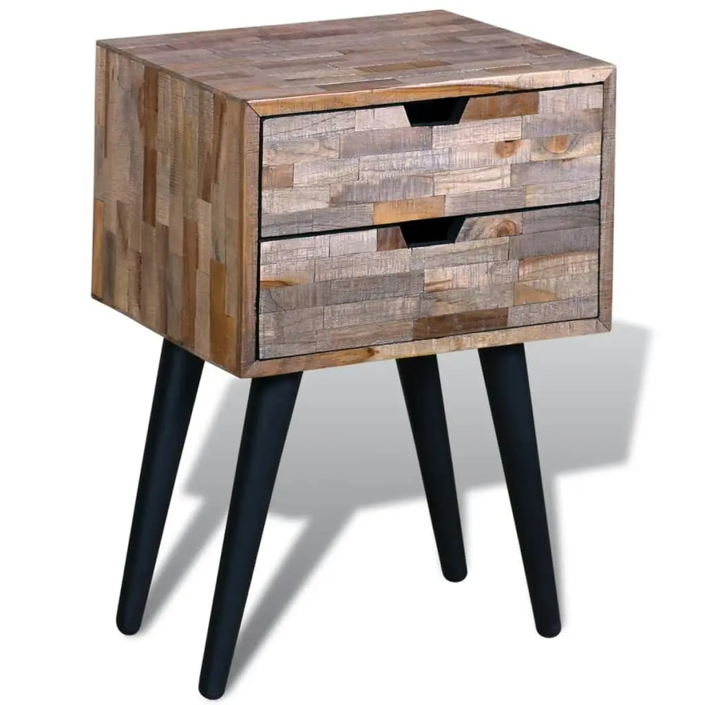 Nightstand with 2 Drawers Reclaimed Teak Wood 241711