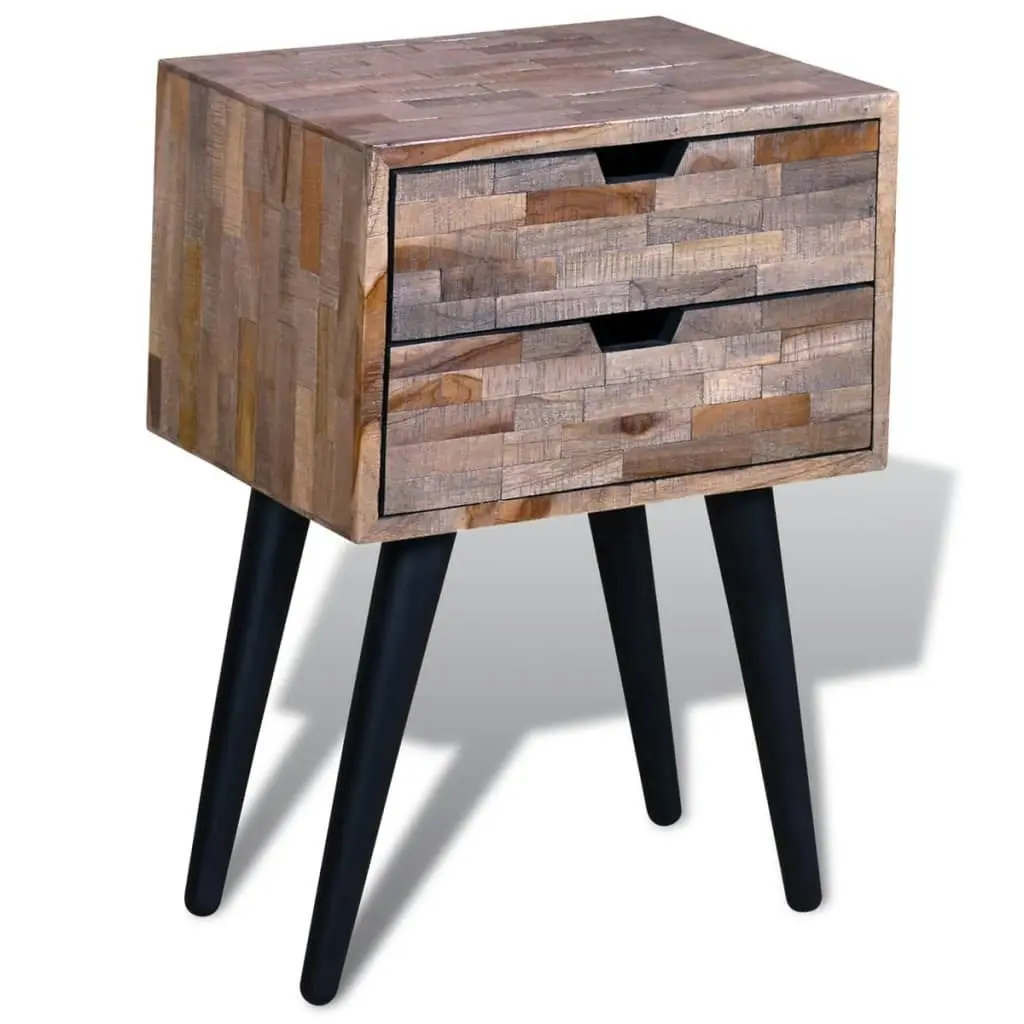 Nightstand with 2 Drawers Reclaimed Teak Wood 241711