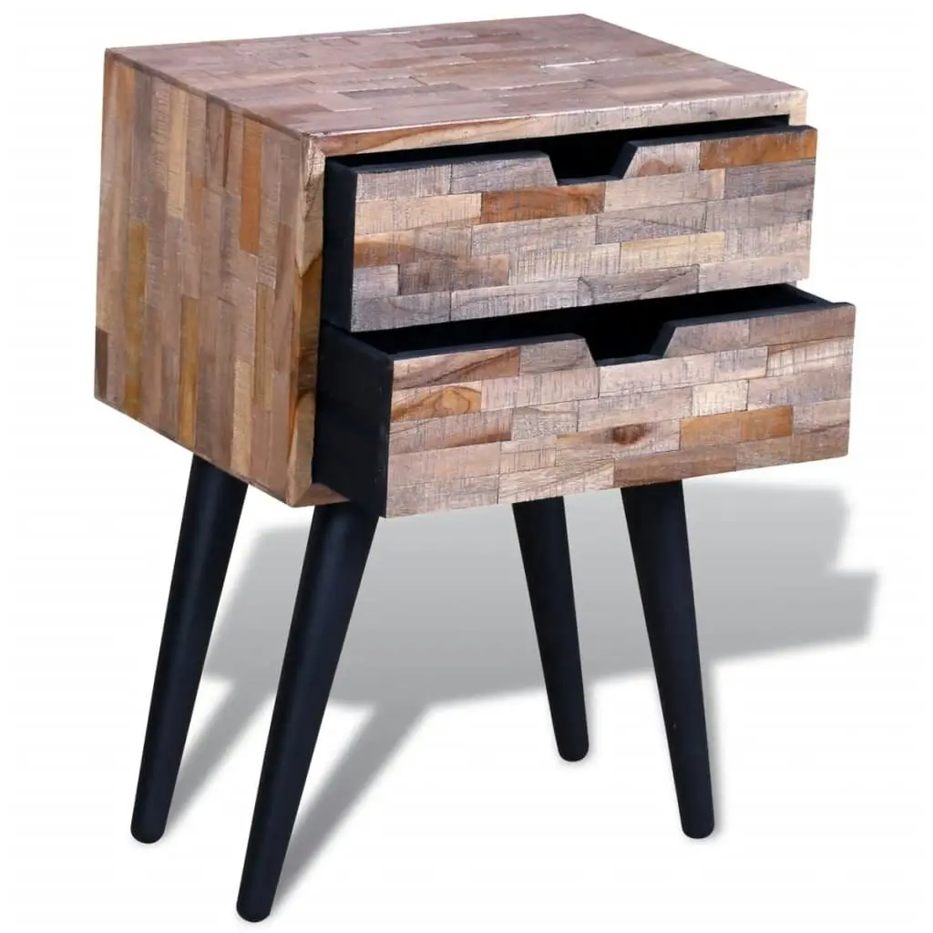 Nightstand with 2 Drawers Reclaimed Teak Wood 241711