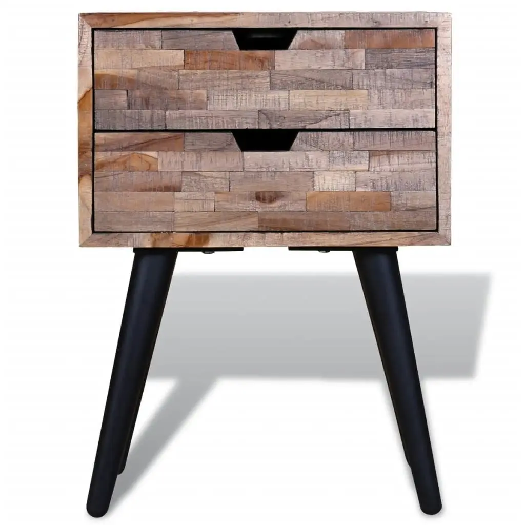 Nightstand with 2 Drawers Reclaimed Teak Wood 241711