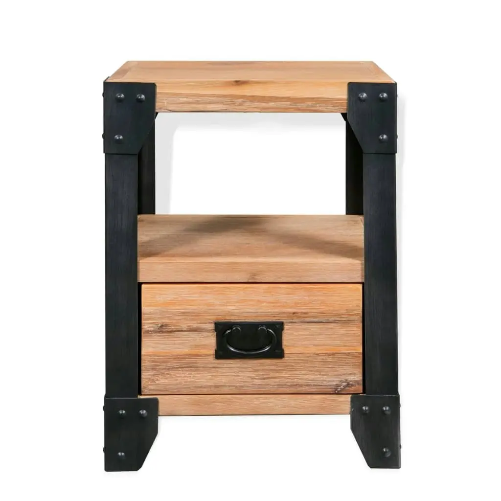 Nightstand Solid Acacia Wood Steel 40x30x54 cm 244993