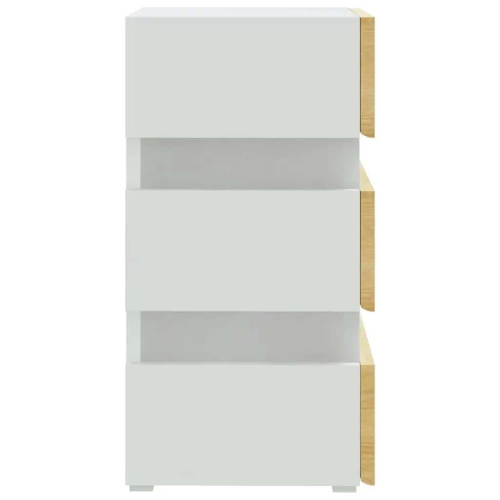 LED Bedside Cabinet White and Sonoma Oak 45x35x67 cm Engineered Wood 326845