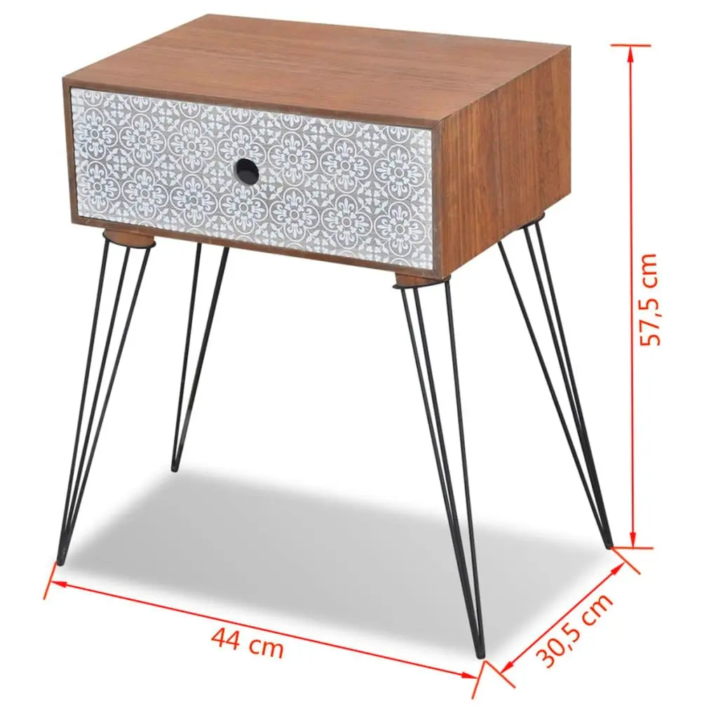 Nightstand with 1 Drawer Rectangular Brown 242237