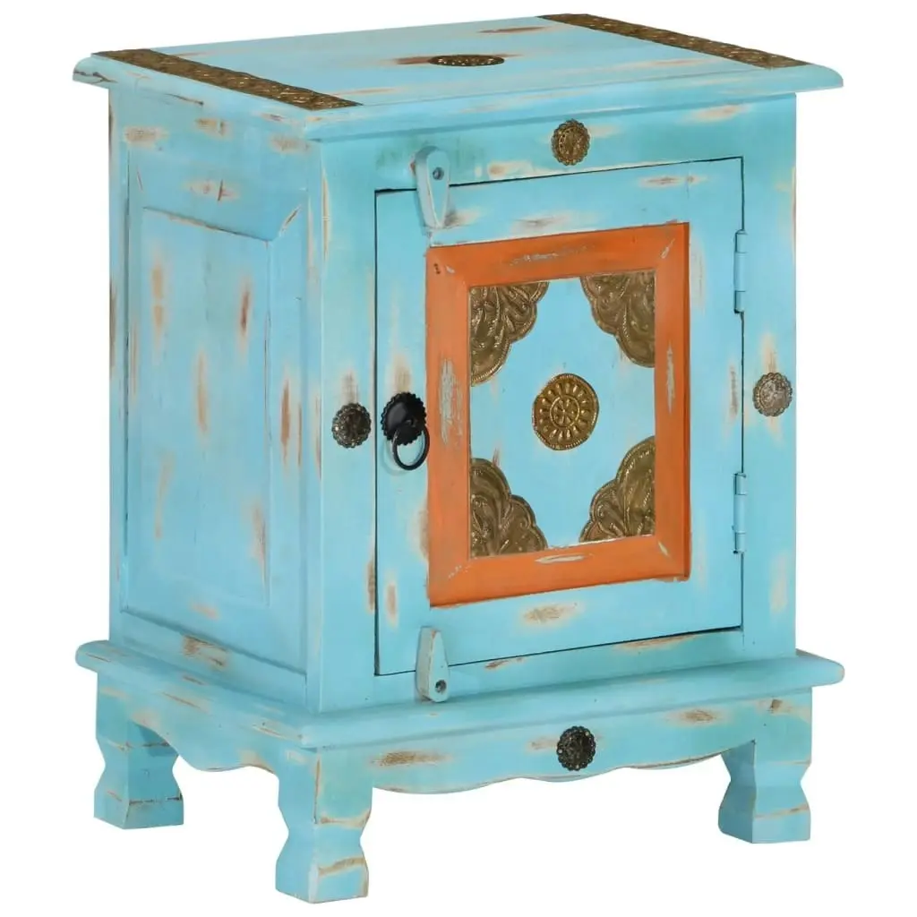 Nightstand Solid Mango Wood Blue 243970