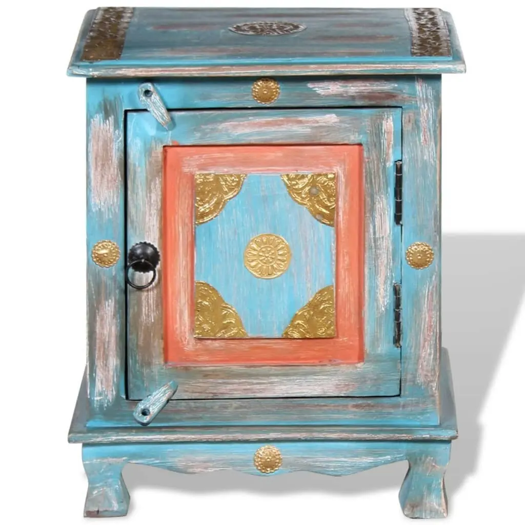 Nightstand Solid Mango Wood Blue 243970