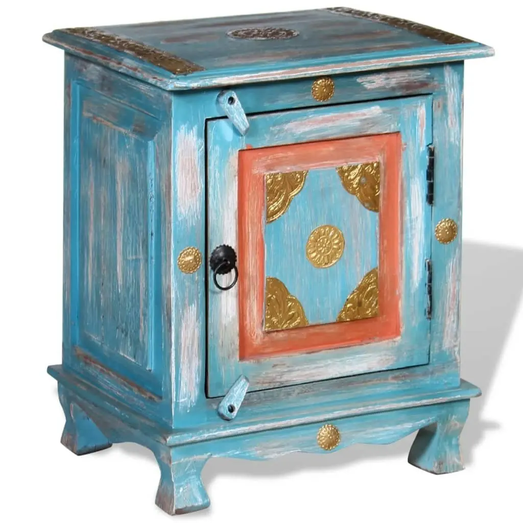 Nightstand Solid Mango Wood Blue 243970