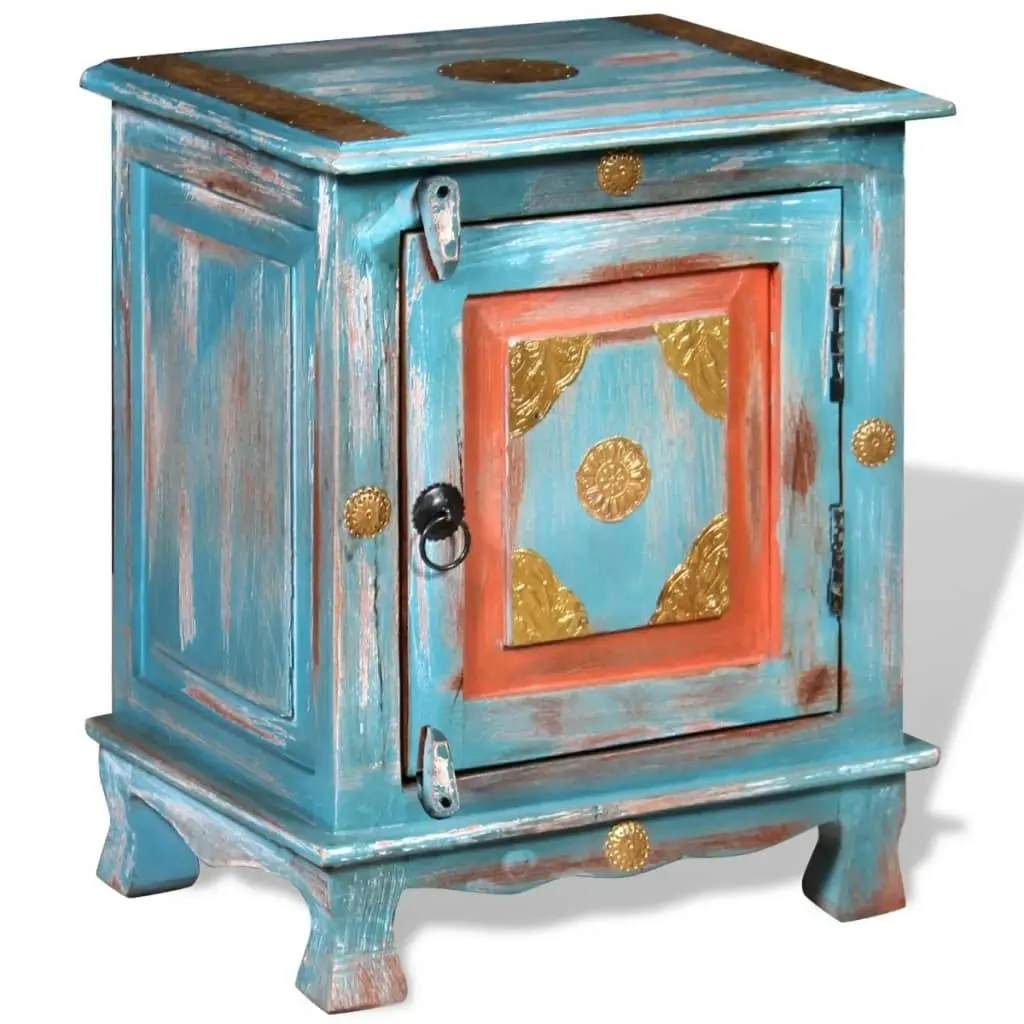 Nightstand Solid Mango Wood Blue 243970