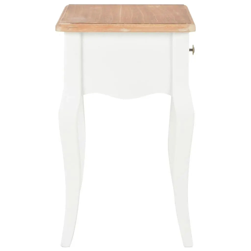 Nightstand White and Brown 40x30x50 cm Solid Pine Wood 280006