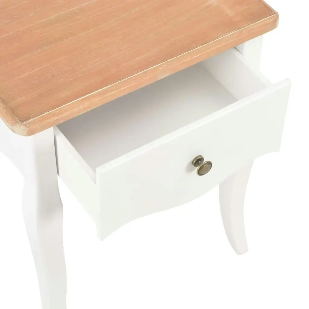 Nightstand White and Brown 40x30x50 cm Solid Pine Wood 280006