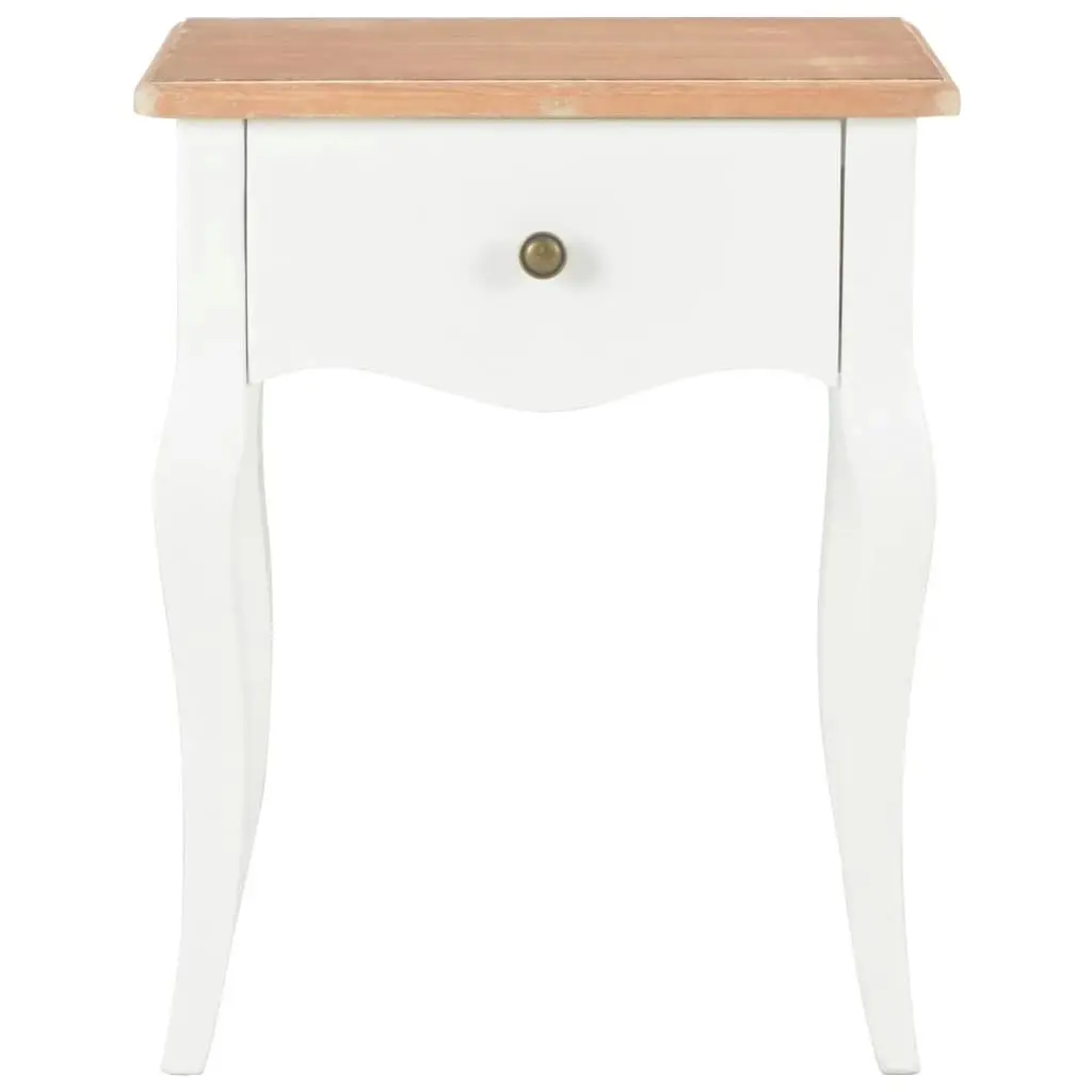 Nightstand White and Brown 40x30x50 cm Solid Pine Wood 280006