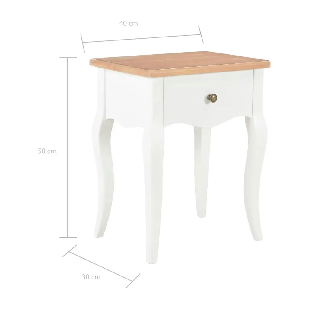 Nightstand White and Brown 40x30x50 cm Solid Pine Wood 280006