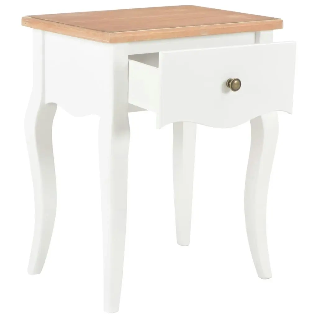 Nightstand White and Brown 40x30x50 cm Solid Pine Wood 280006