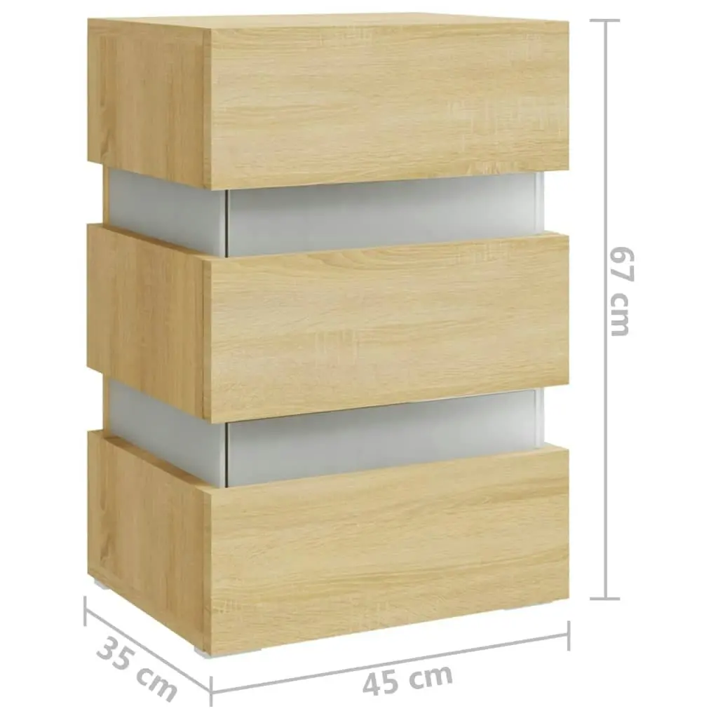 LED Bedside Cabinet Sonoma Oak 45x35x67 cm Engineered Wood 326843