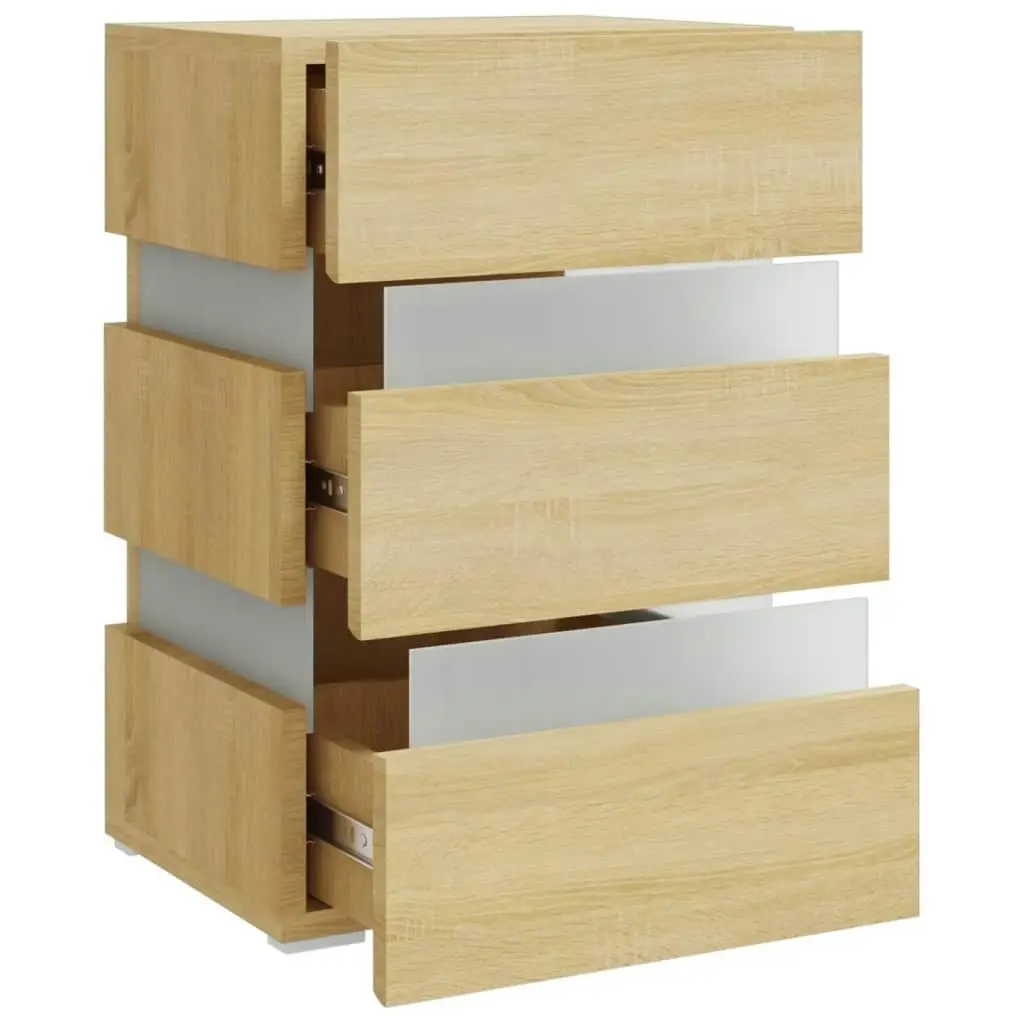 LED Bedside Cabinet Sonoma Oak 45x35x67 cm Engineered Wood 326843