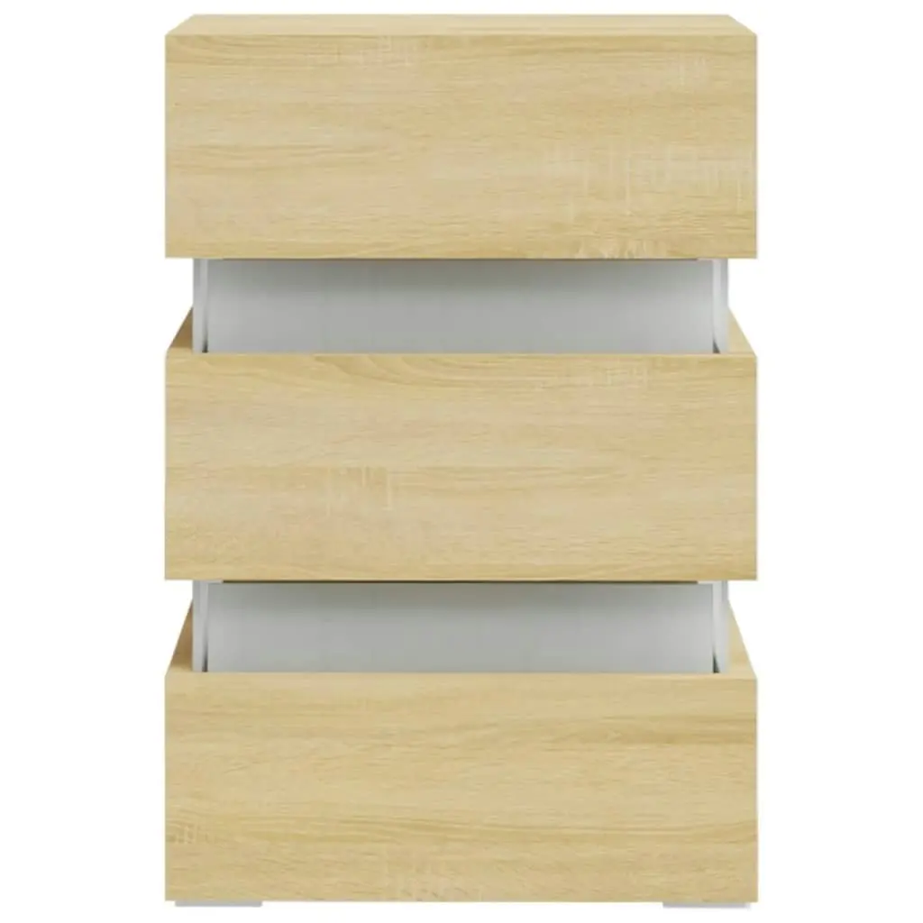 LED Bedside Cabinet Sonoma Oak 45x35x67 cm Engineered Wood 326843