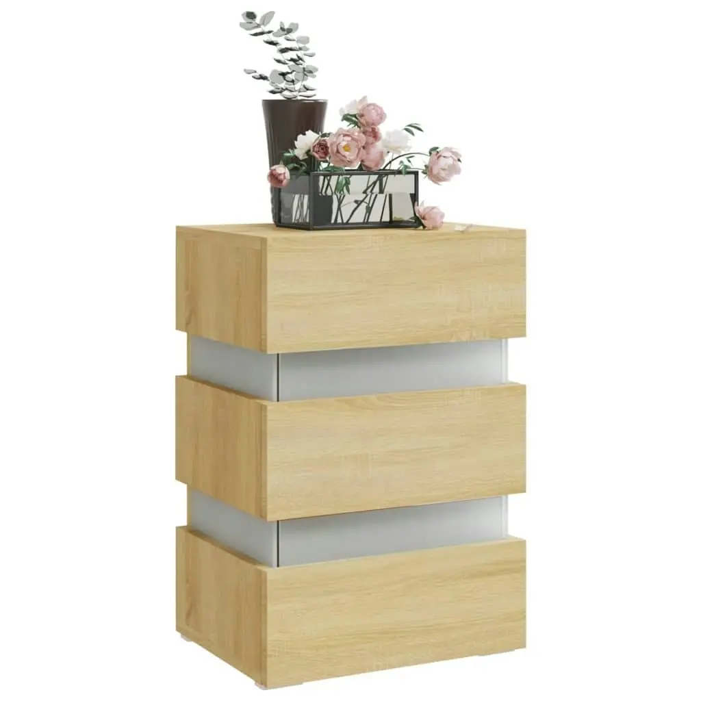 LED Bedside Cabinet Sonoma Oak 45x35x67 cm Engineered Wood 326843