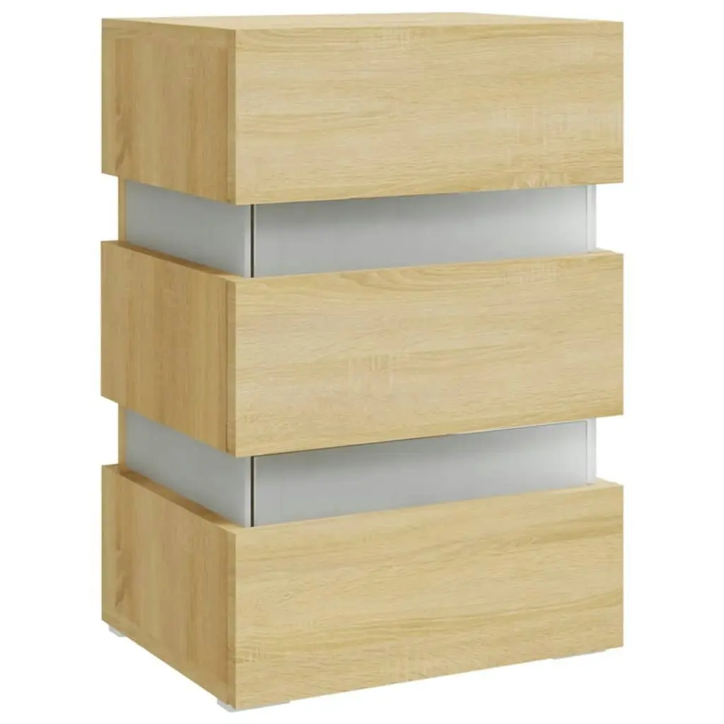 LED Bedside Cabinet Sonoma Oak 45x35x67 cm Engineered Wood 326843