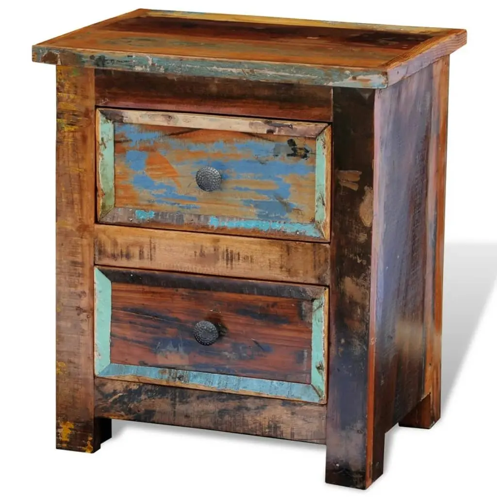 Nightstand with 2 Drawers Solid Reclaimed Wood 241643