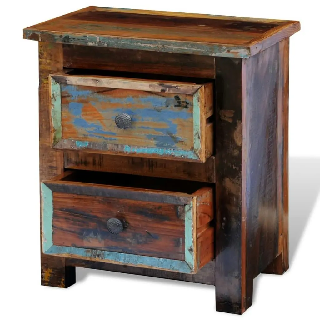 Nightstand with 2 Drawers Solid Reclaimed Wood 241643