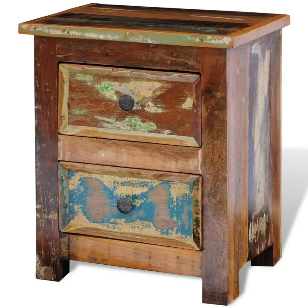 Nightstand with 2 Drawers Solid Reclaimed Wood 241643