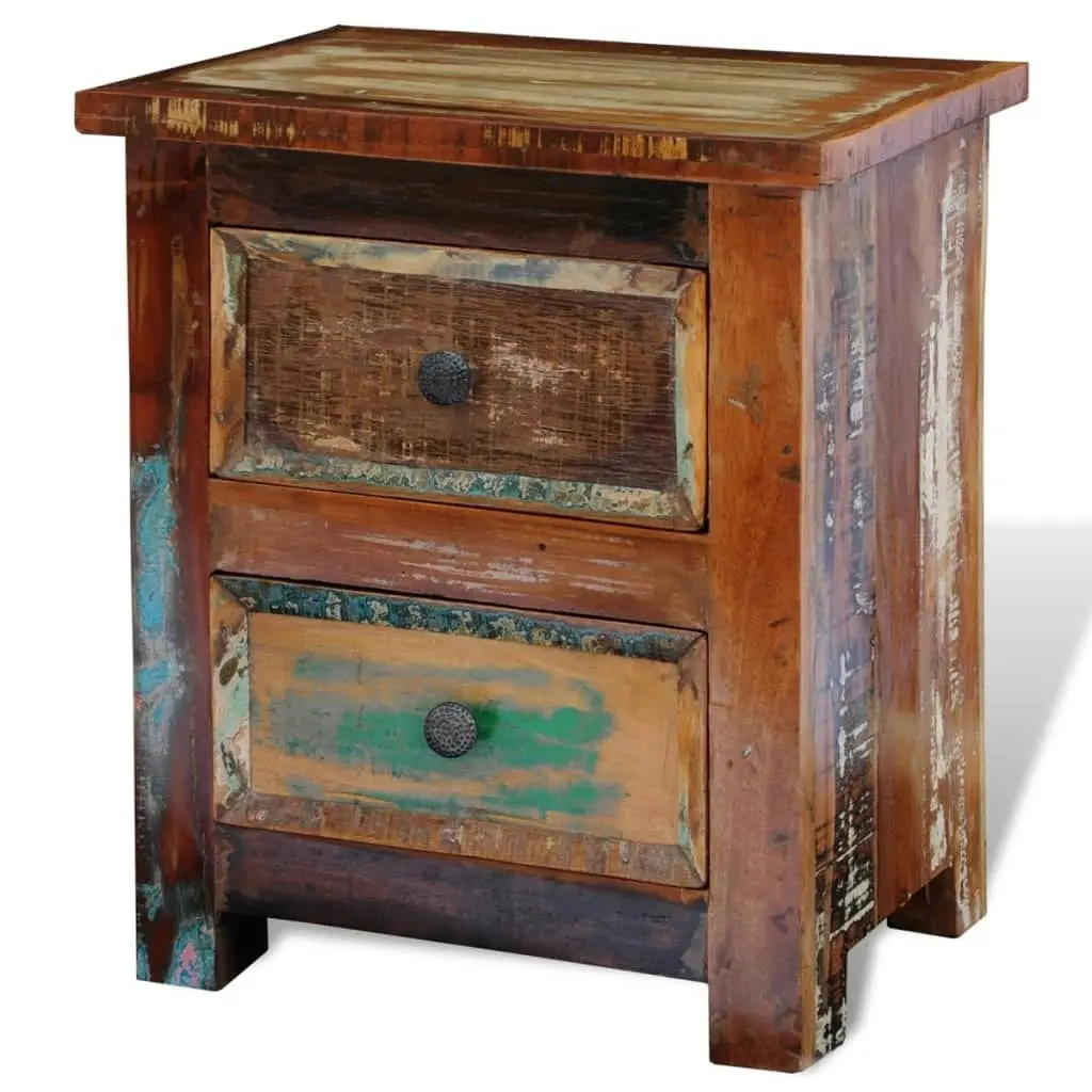 Nightstand with 2 Drawers Solid Reclaimed Wood 241643