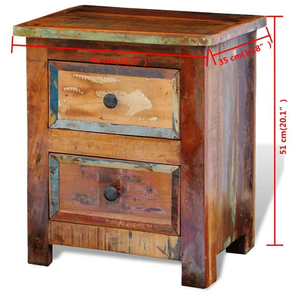 Nightstand with 2 Drawers Solid Reclaimed Wood 241643