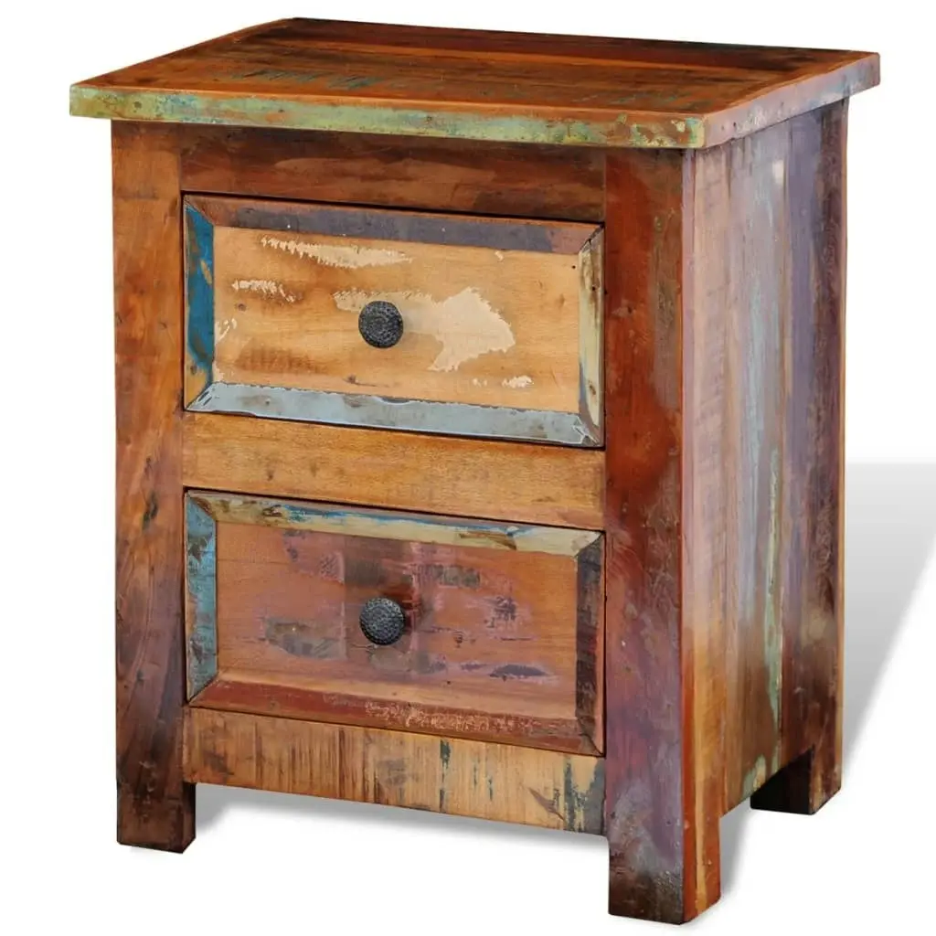 Nightstand with 2 Drawers Solid Reclaimed Wood 241643