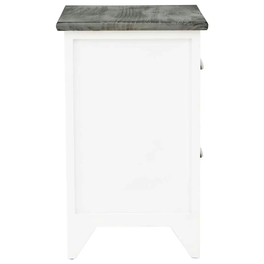 Nightstand Grey and White 38x28x45 cm Paulownia Wood 284047