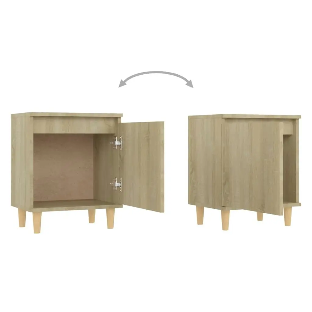 Bed Cabinets with Solid Wood Legs 2 pcs Sonoma Oak 40x30x50 cm 805822