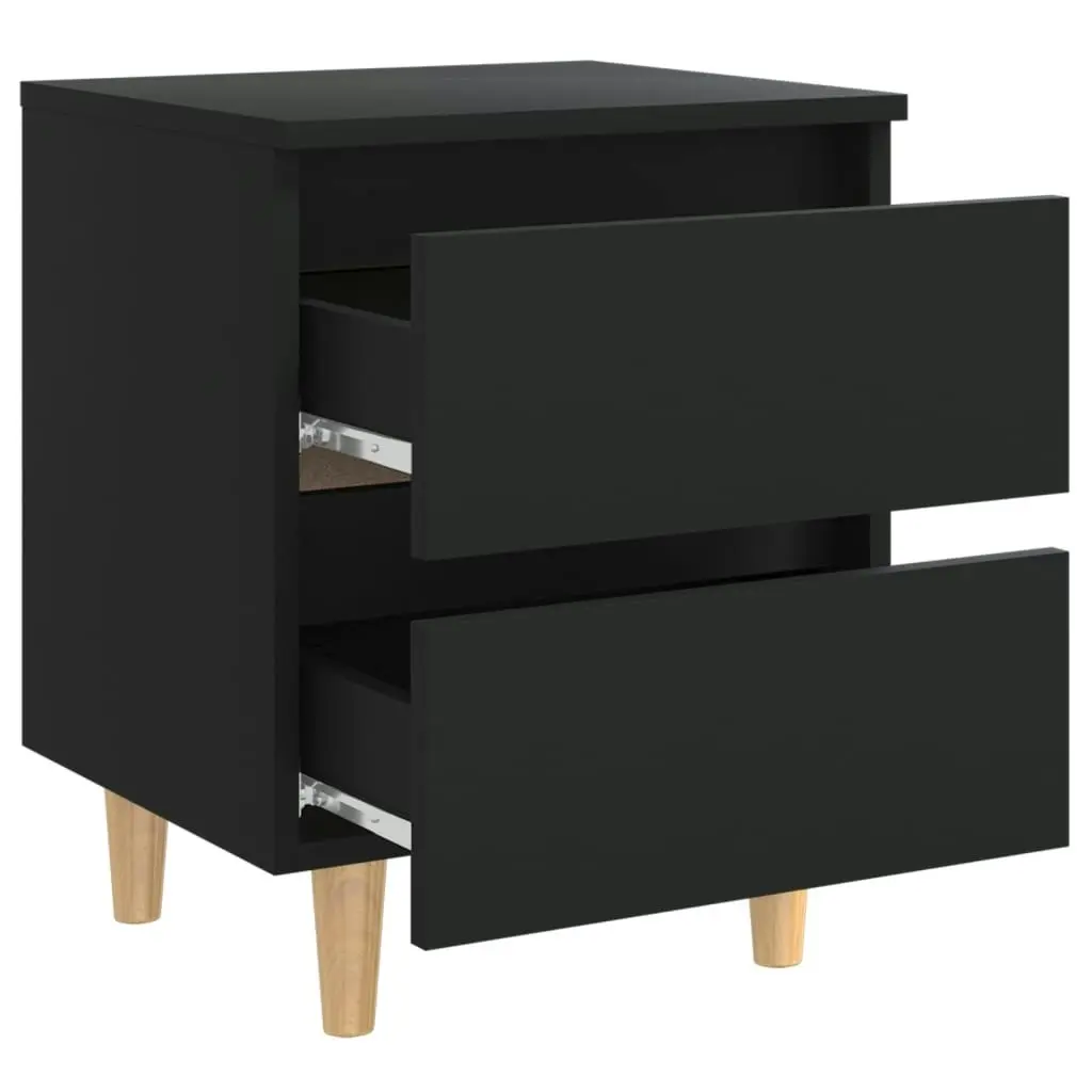 Bed Cabinets with Solid Pinewood Legs 2 pcs Black 40x35x50 cm 805854