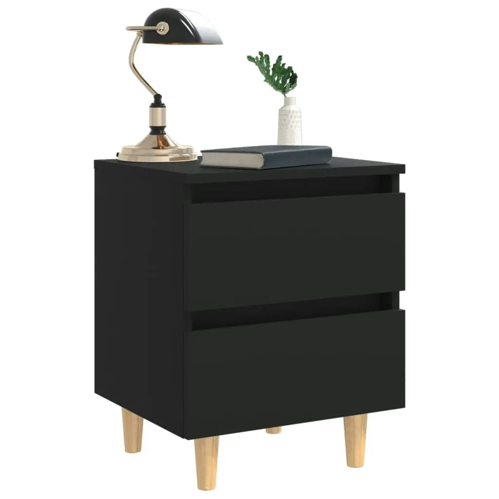 Bed Cabinets with Solid Pinewood Legs 2 pcs Black 40x35x50 cm 805854