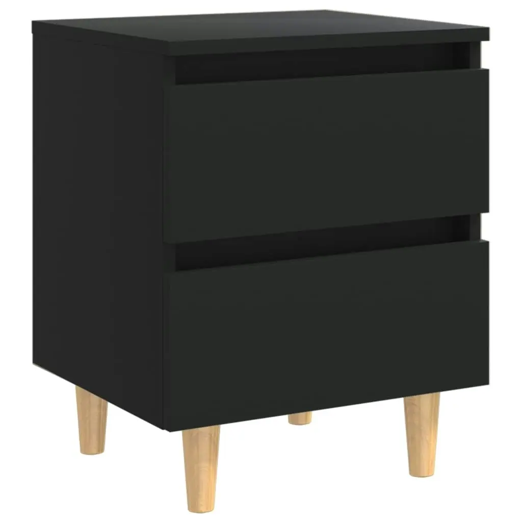 Bed Cabinets with Solid Pinewood Legs 2 pcs Black 40x35x50 cm 805854