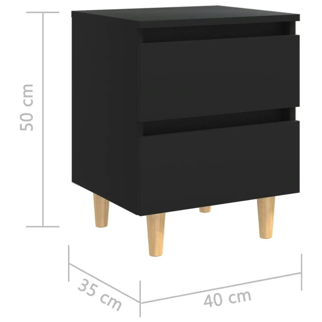 Bed Cabinets with Solid Pinewood Legs 2 pcs Black 40x35x50 cm 805854