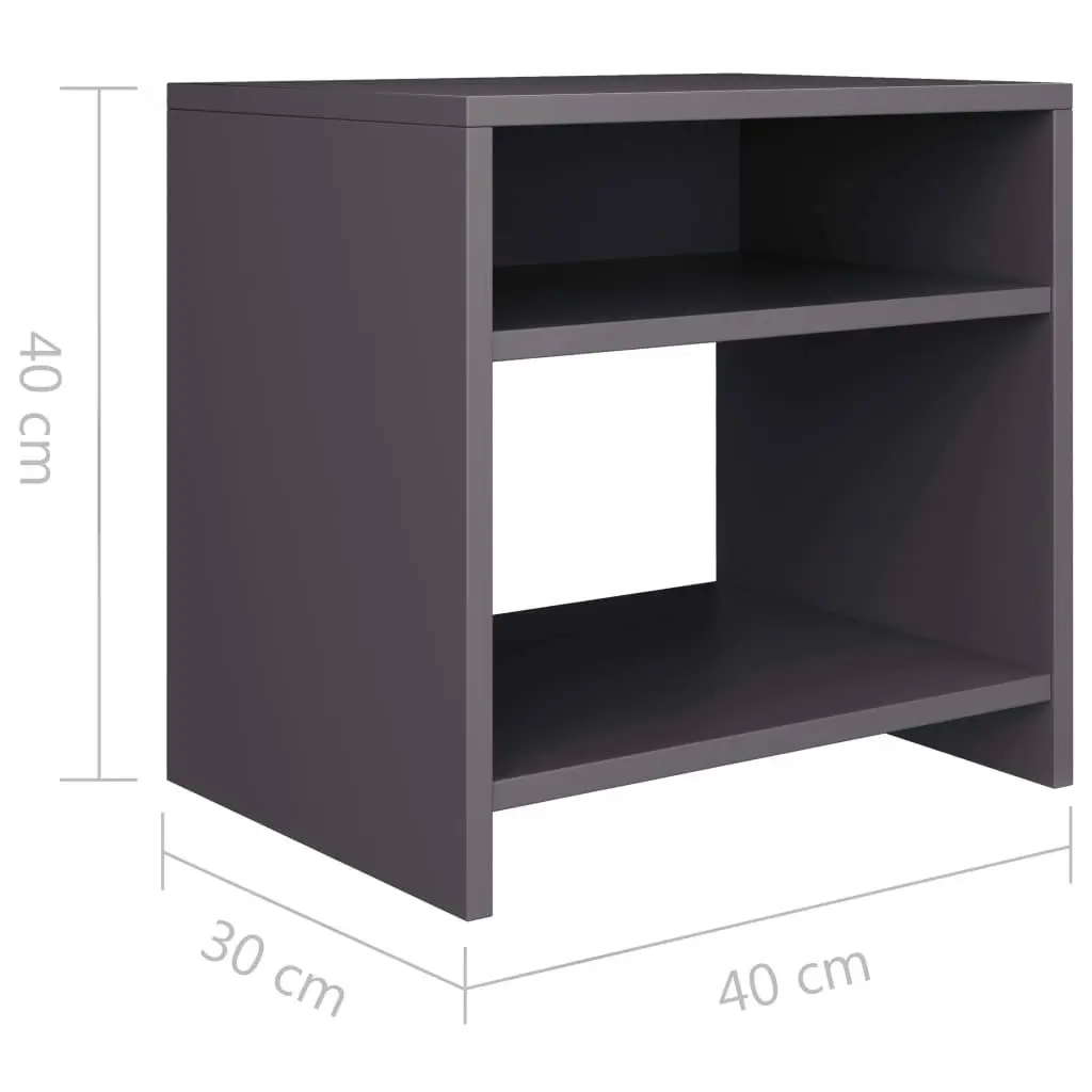 Bedside Cabinets 2 pcs Grey 40x30x40 cm Engineered Wood 800014