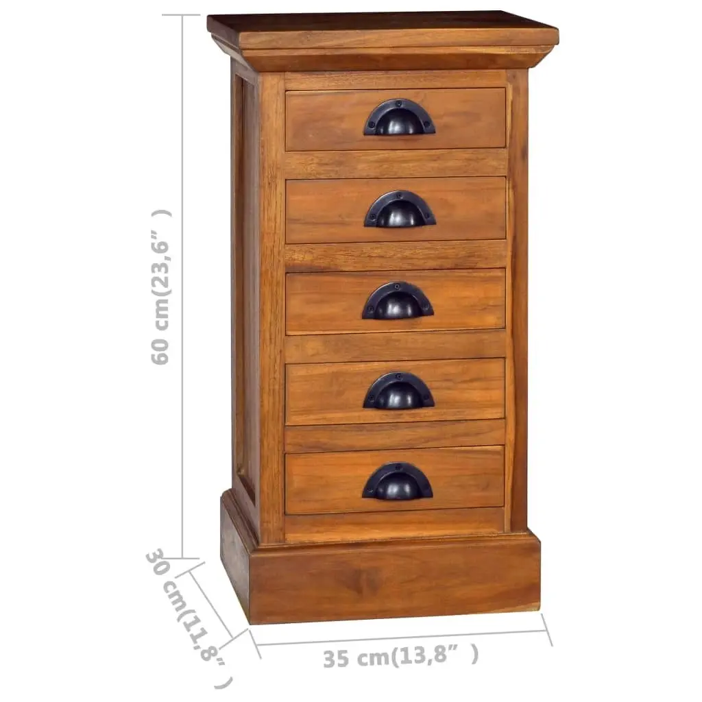 5-Drawer Cabinet 35x30x60 cm Solid Teak Wood 289065