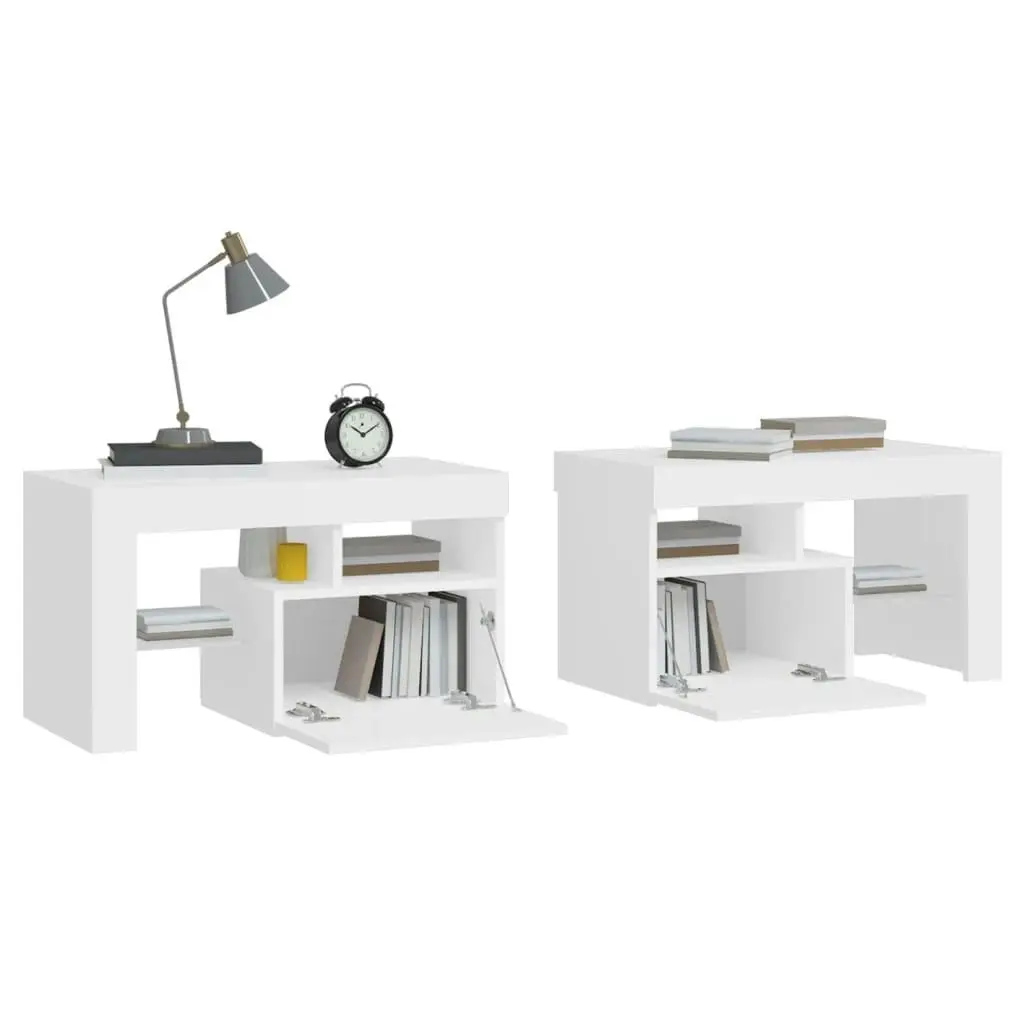 Bedside Cabinets 2 pcs with LED Lights White 70x36.5x40 cm 3152770