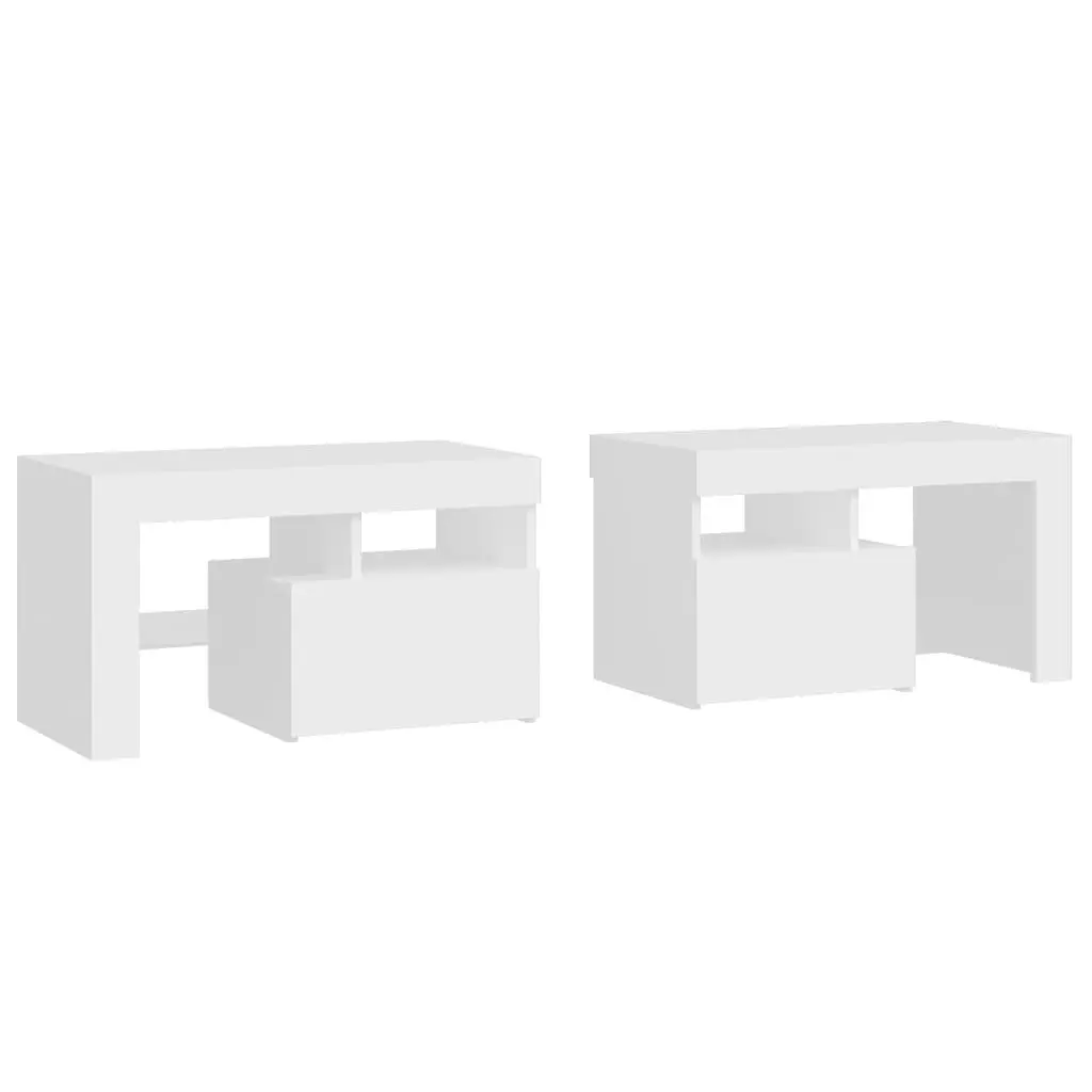 Bedside Cabinets 2 pcs with LED Lights White 70x36.5x40 cm 3152770