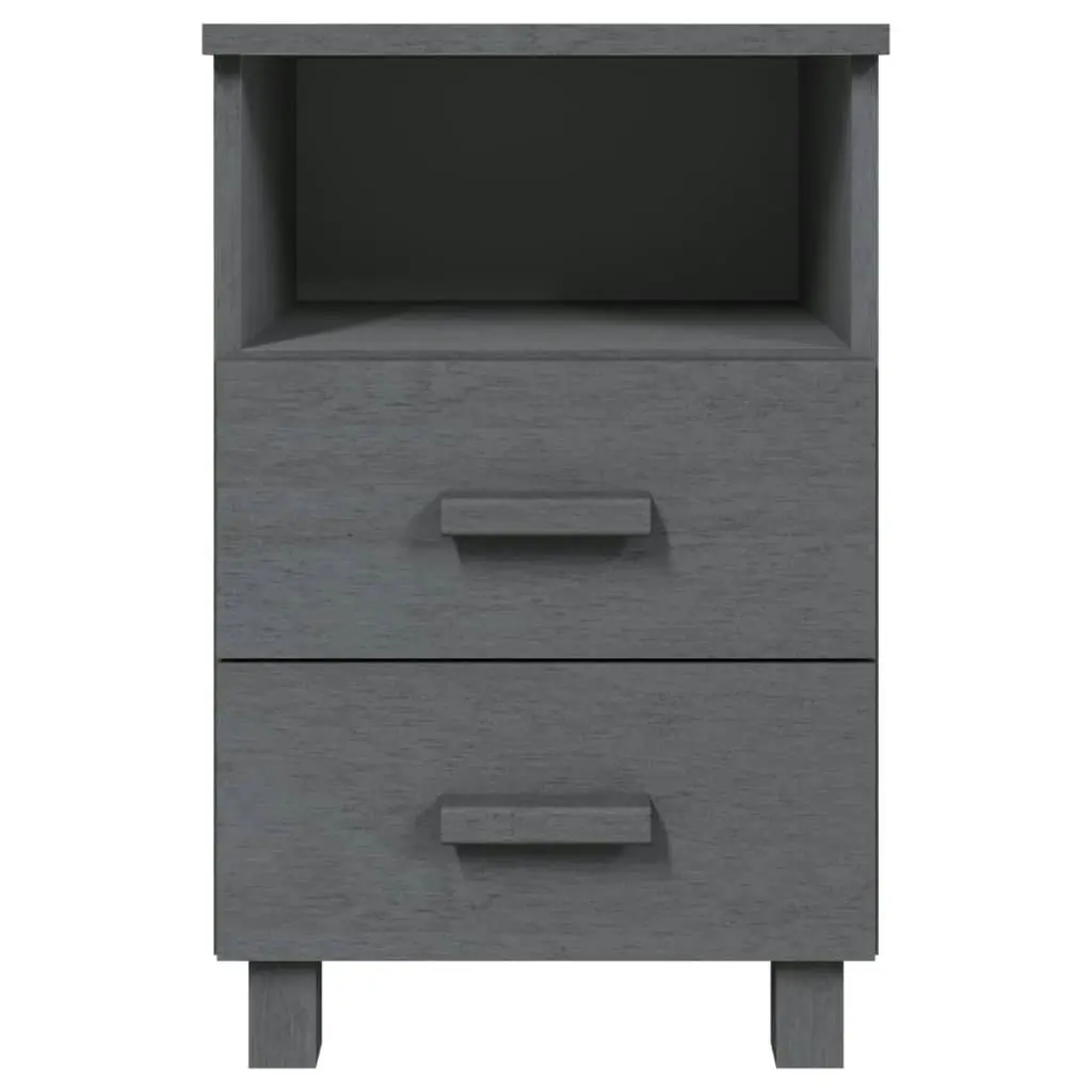 Bedside Cabinets"HAMAR"2 pcs Dark Grey 40x35x62 cm Solid Wood 340418