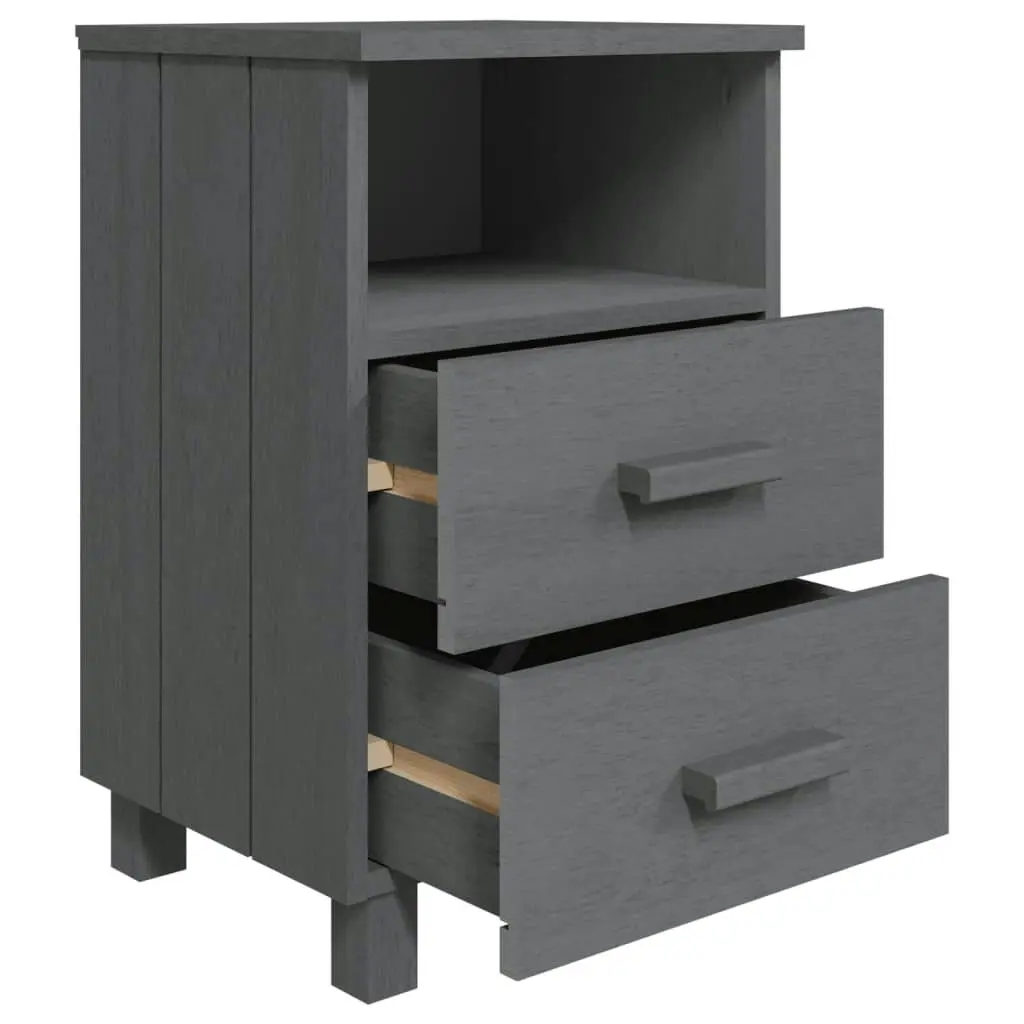 Bedside Cabinets"HAMAR"2 pcs Dark Grey 40x35x62 cm Solid Wood 340418