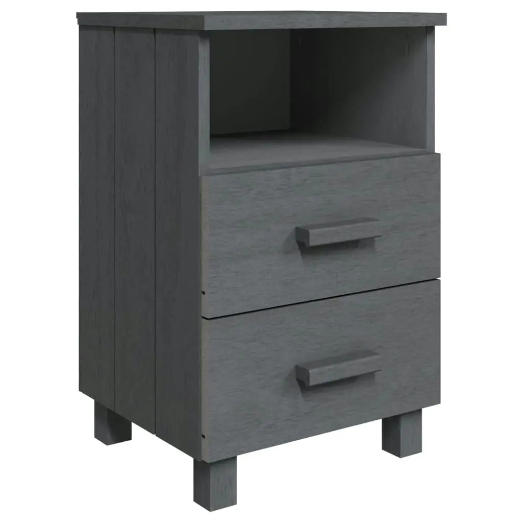 Bedside Cabinets"HAMAR"2 pcs Dark Grey 40x35x62 cm Solid Wood 340418